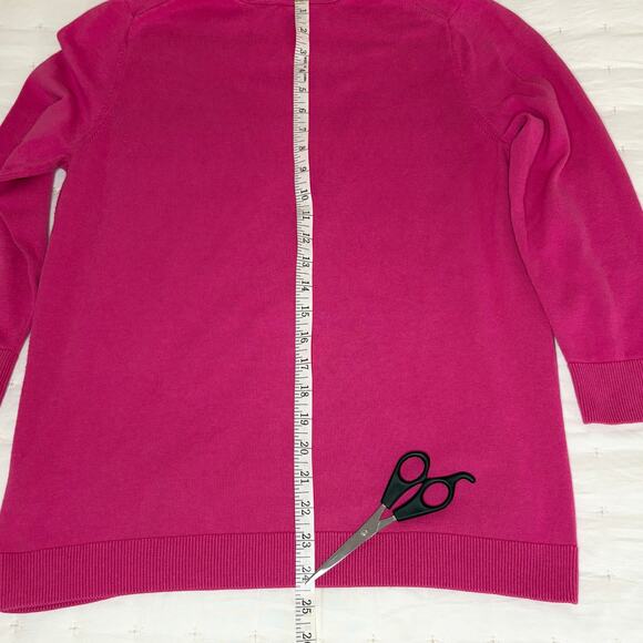 Talbots Knit Cardigan Sweater Women's M | Fuchsia Pink | 3/4 Sleeve Lightweight - Picture 8 of 11